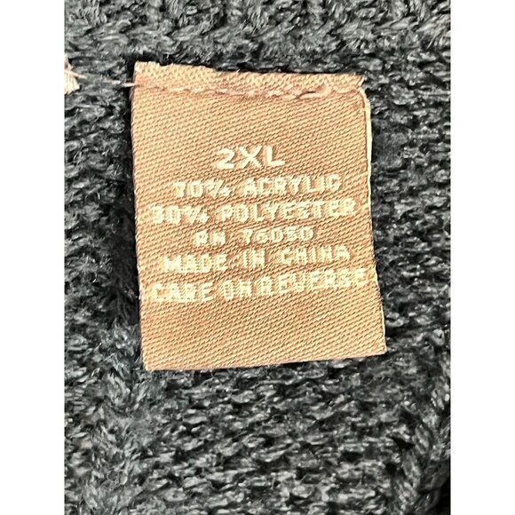 Retro Cable Knit Grandpa Sweater 2XL Green Neutral Cardigan Preppy Old Money 80s - Picture 6 of 10